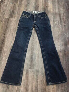 Ariat Jeans Womens 28R Dark Wash Bootcut Embroidered Back Pockets Real Denim